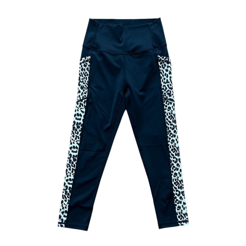 Zyia Active Brilliant Hi Rise Pocket Leopard Side Panel 20” Crop Leggings Size 4 - Picture 11 of 12